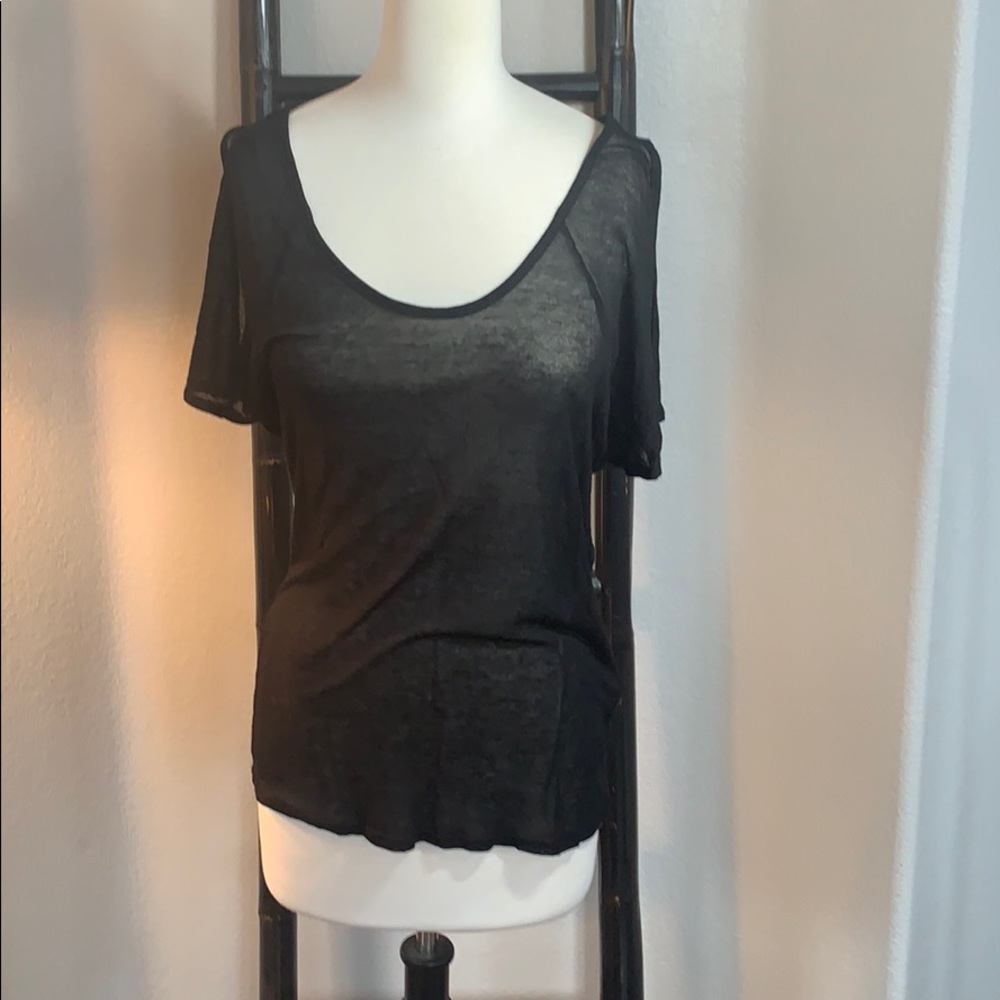 NWOT eighty sixty black sheer cold shoulder top XL